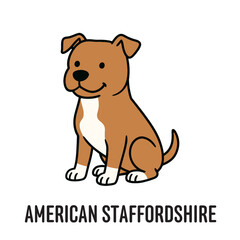 Vector Cartoon Character Illustration American Staffordshire Dog Breed