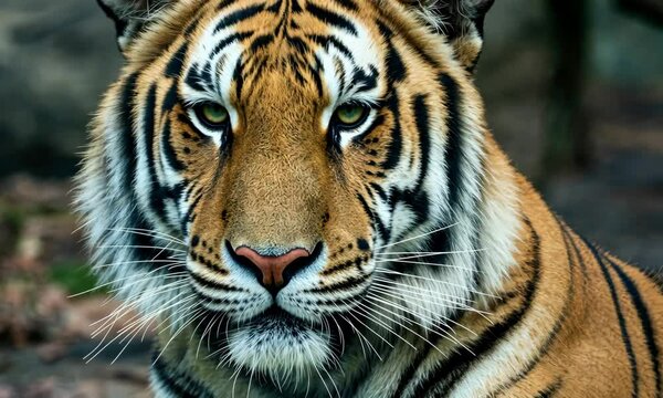 Close-up of majestic tiger staring intently