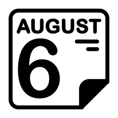 6 August Calendar Icon