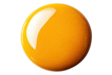 Glowing abstract yellow sphere with smooth reflective surface, cut out - stock png.