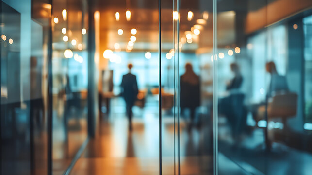 Un groupe de professionnels discute dans une salle de réunion bien éclairée à l'intérieur d'un bureau moderne.