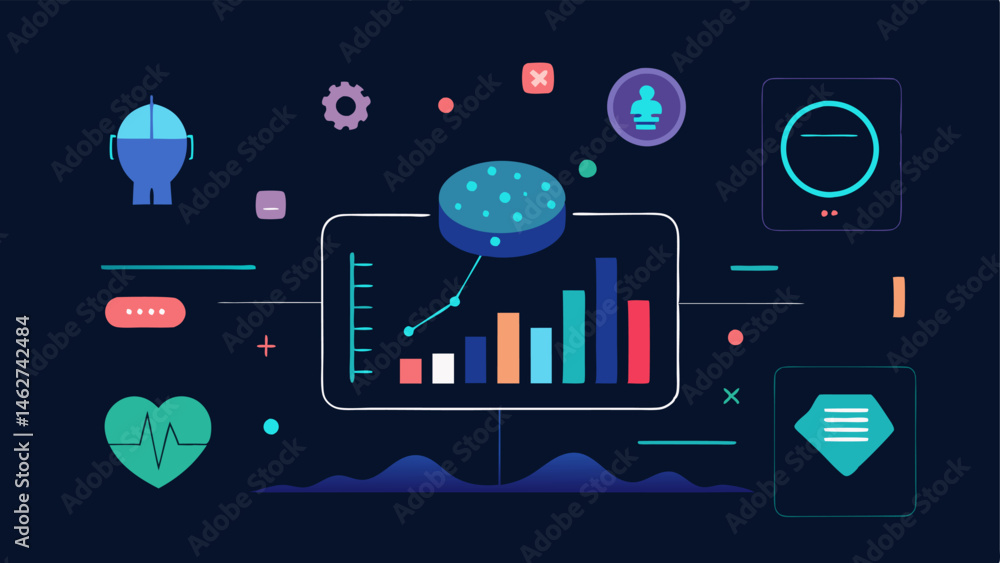 Poster future health trends a futuristic holographic display showing potential health trends with graphs an
