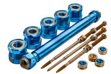 Blue precision engineering parts.