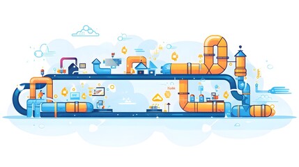 Data Access Pipeline Isolated Vector Illustration for Technology Concepts