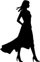 silhouette of a girl in a dress