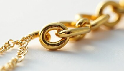 Obraz premium Close-up shot of a single, gold hip-hop chain on white , style, accessory, pendant