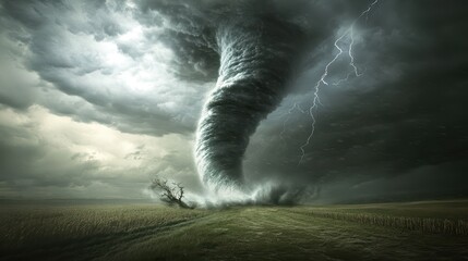 Turbulent storm approaching farmland