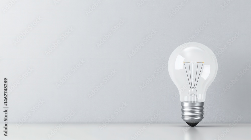 Poster simple concept of light bulb on grey background for creative background use