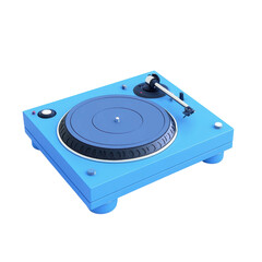 Fototapeta premium Blue vintage turntable with stylus, cut out - stock png.