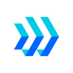 Stylish Three Arrows Forming W Vector Logo