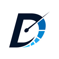 Modern Letter D Velocity Meter Vector Logo
