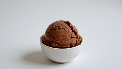 a single scoop of chocolate ice cream, isolated on a plain white background, photorealistic style, high detail, centered, no shadows, no toppings, no text
