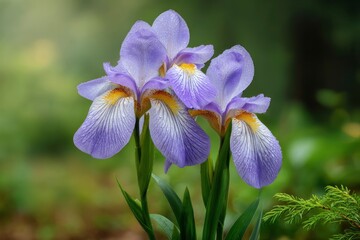 Serene Lavender Irises: A Delicate Floral Still Life