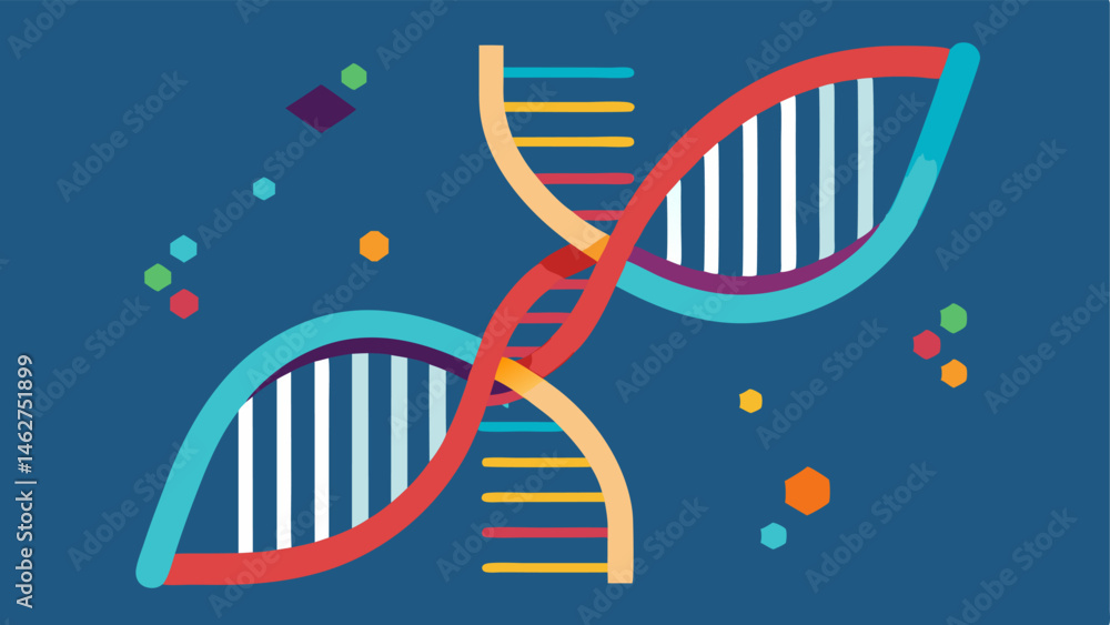 Poster genome helix an illustration of a dna double helix with digital data flowing through it symbolizing 