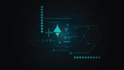 Modern digital background featuring glowing arrows geometric icons and tech patterns in blue tones ideal for technology themes