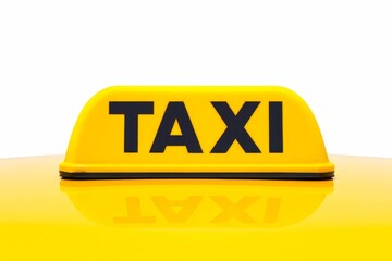 Yellow banner lamp on the roof of a taxi.