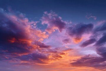 Fototapeta premium Sunset Cloudscape: A Dreamlike Purple and Orange Sky