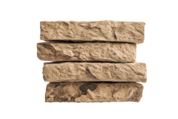 Stack of four rough stone blocks with texture and natural patterns, cut out - stock png.