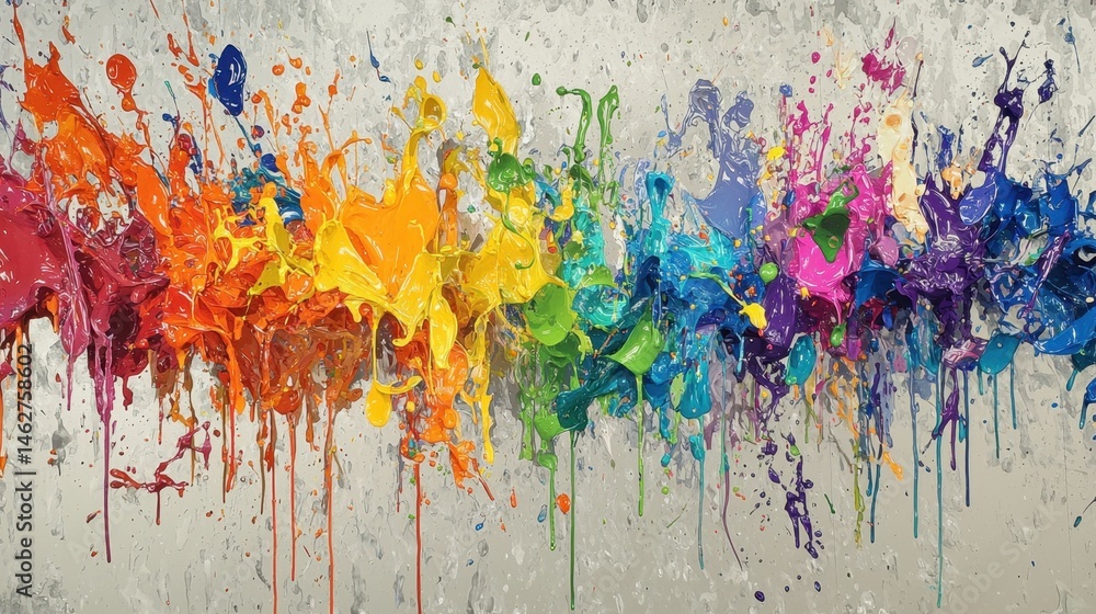Aufkleber bright splashes of paint in various colors fill the canvas, creating an energetic abstract design. t