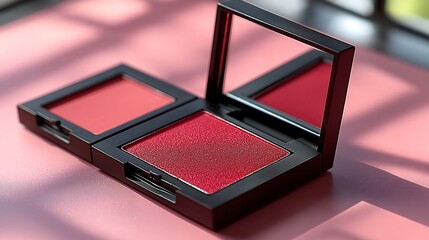 Two shades of red blush compact