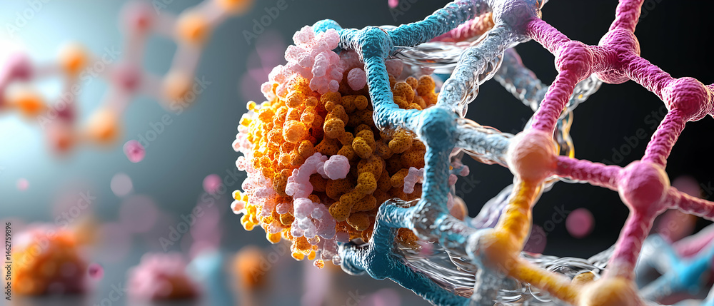 Poster detailed artistic rendering of biological structures. visual representation suitable for scientific 