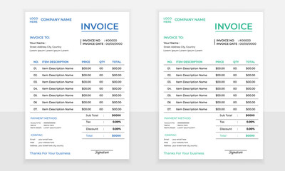Creative invoice template. Minimal Corporate vector Business Invoice design template vector illustration bill form price invoice. business stationery design payment agreement design template