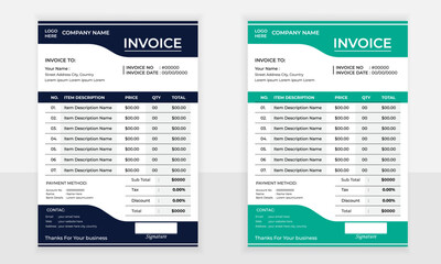 Creative invoice template. Minimal Corporate vector Business Invoice design template vector illustration bill form price invoice. business stationery design payment agreement design template