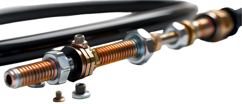 Copper connector with industrial detail.