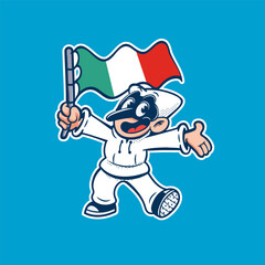 pulcinella cartoon retro character mascot traditional naples italy