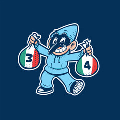 pulcinella cartoon retro character mascot traditional naples italy 