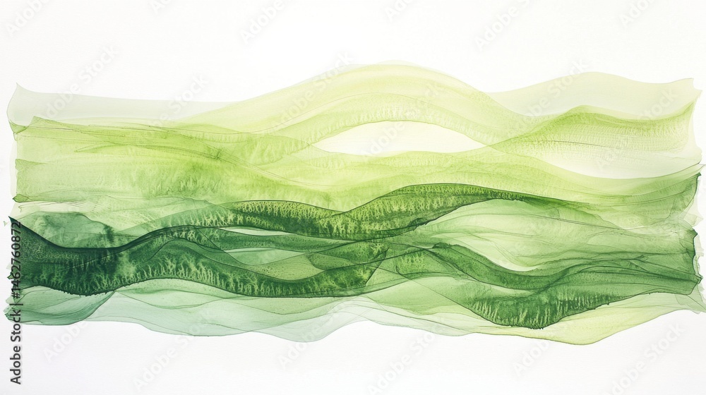 Aufkleber layers of translucent green fabric intertwine seamlessly, forming fluid shapes that evoke a sense of