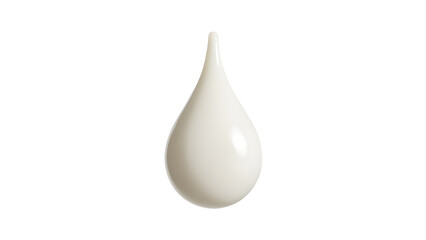 A smooth, glossy drop of white liquid suspended against a plain background, evoking purity and freshness for culinary use