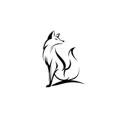 Obraz premium Minimalist Fox Logo - Clean Black & White Vector Silhouette for Branding