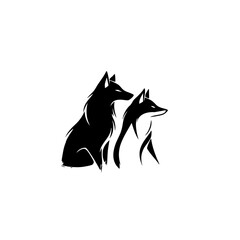 Fototapeta premium Wolf and Fox Vector Logo - Minimalist Side View Silhouette Design for Branding & Stickers