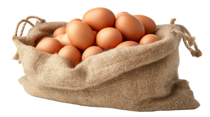 sack with eggs isolated on white background , transparent png 