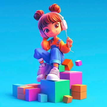 Fototapeta 3D character girl, character from the game