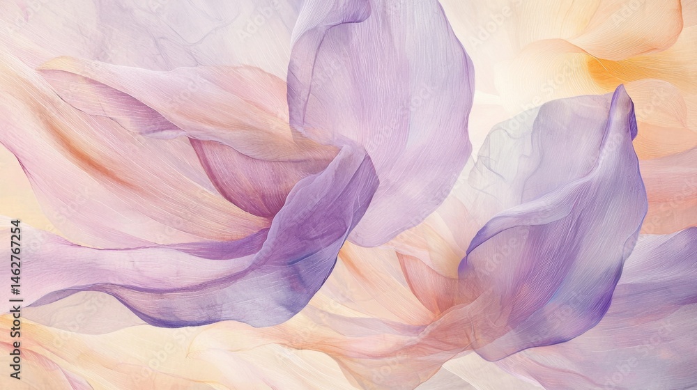 Aufkleber delicate layers of pastel-colored fabric gracefully flow, intertwining to form a calming and etherea