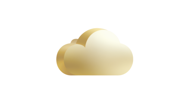 Light gold and butter yellow cloud symbol isolated on transparent background - Powered by Adobe