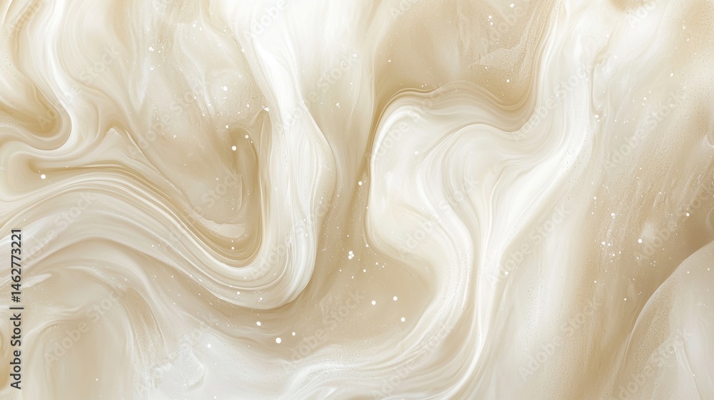 Poster soft fluid shapes blend seamlessly in beige and white hues, creating a calming abstract design that 