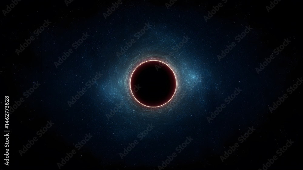 Wall mural enigmatic black hole cosmic swirls red and blue nebulae deep space phenomenon astrophysical wonder c