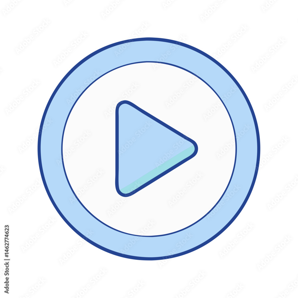 Poster play button vector graphic design for video player interface with circle and triangle icon