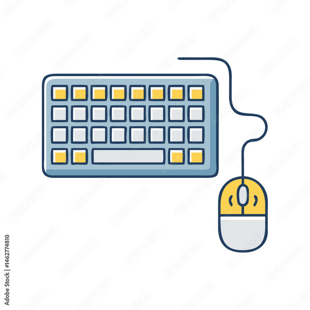 Leinwandbilder Computer keyboard and mouse vector illustration for input devices and technology concept use