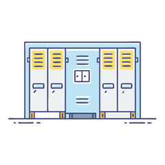Illustration of school lockers storage unit metal lockers for gym or changing room storage space