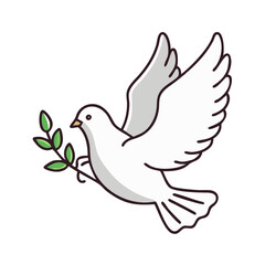 Flying dove with olive branch vector illustration for peace symbol and hope concept design art