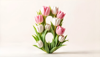 Obraz premium A postcard for March 8. Card with tulips for the holiday