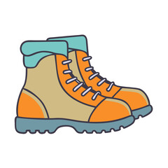 Illustration of hiking boots footwear shoes hiking adventure travel trekking outdoor gear equipment