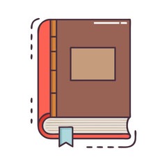 Illustration of a closed book with a bookmark for reading and educational purposes design