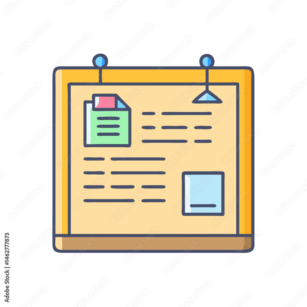 Poster check bulletin board notice with paper note and information list announcement message board design