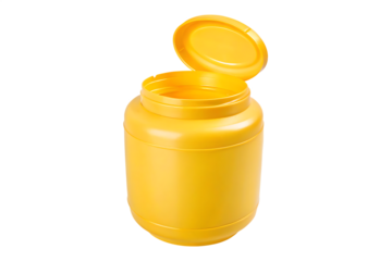 yellow plastic canister isolated on white background PNG
