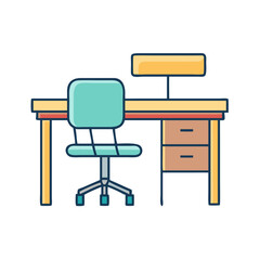 Illustration of office desk chair computer workspace furniture workstation interior design